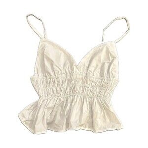 Noisy May Sz Medium White Crop Top Smock Camisole 100% Cotton